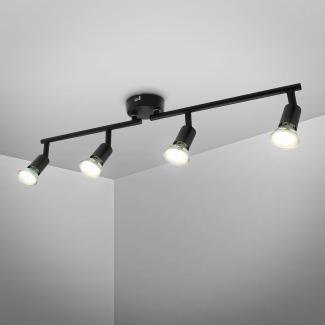 B.K.Licht Deckenleuchte LED Deckenlampe Wohnzimmer Küche Bad 60 cm 4-flammig GU10 12W 1000lm, LED wechselbar, 3000K - Warmweiß, 4er Deckenstrahler Spot schwenkbar & drehbar Messing schwarz - BKL1546