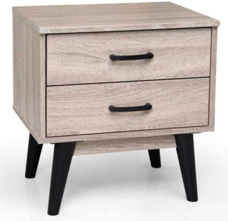 BAKAJI Schlafzimmer Nachttisch mit 2 Schubladen, modernes Design aus Eichenholz, Holzwerkstoff Eiche Holz, Medium