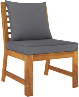 vidaXL Modular-Mittelsofa mit Dunkelgrauen Kissen Akazie Massivholz 311843