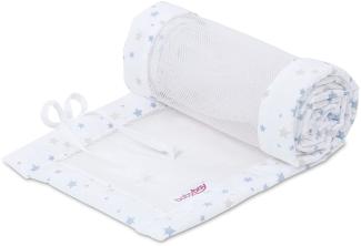 babybay Nestchen Mesh-Piqué für Maxi, Boxspring und Comfort, weiß Stern sand/azublau