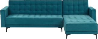 Modul Eckschlafsofa 4-Sitzer ABERDEEN Samtstoff Seeblau linksseitig