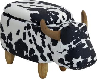 SVITA ANIMAL STORAGE Kinderhocker Hocker Stauraum gepolstert Kuh Schwarz Weiß