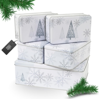 Moritz & Moritz Keksdose Weihnachten Keksdosen mit Deckel rechteckig 5tlg Set, Metall, (Set, 5-tlg, Set), Blechdose mit Deckel im festlichem Design