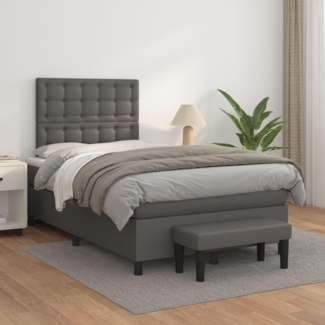 vidaXL Boxspringbett mit Matratze Grau 120x200 cm Kunstleder 3137657