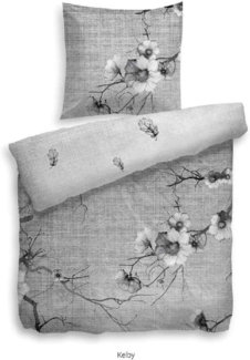 HnL Baumwolle Renforcé Bettwäsche Kelby Grau 135x200 cm + 80x80 cm