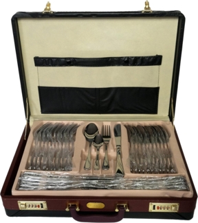 QLS Besteck-Set silber aus Edelstahl (72-tlg), 12 Personen, Essbesteck im Koffer Besteckgarnitur