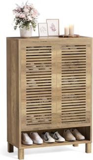 LITTLE TREE Freistehender Schuhschrank, Schmales Landhaus Möbelstück für den Eingangsbereich, Platzsparender 6-Fächer Organizer aus Holz in Eiche