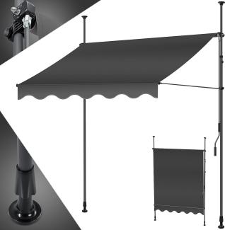 KESSER® Klemmmarkise mit Handkurbel Balkon, Balkonmarkise ohne Bohren, UV-beständig höhenverstellbar wasserabweisend , Sonnenschutz, Terrassenüberdachung , einfache Montage Anthrazit, 200cm