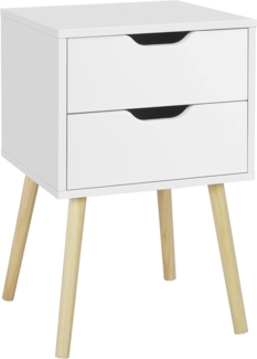 Yaheetech Beistelltisch mit 2 Schubladen, Nachttisch Nachtschrank Nachtkommode, 61cm hoch Sofatisch Telefontisch, Beine aus Kiefer