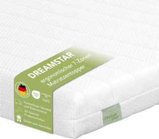 Dreamstar, Topper Easy Flex, ergonomischer 7-Zonen Matratzentopper zum Wenden, 10 cm hoch, Duo Härtegrad H2 und H3, verschiedene Größen, Komforthöhe 10 cm