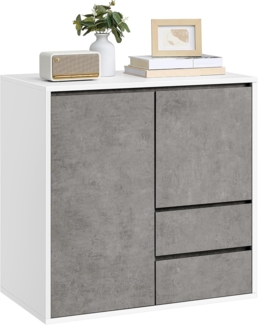 Vasagle Aufbewahrungsschrank, Sideboard, Küchenschrank mit Türen, höhenverstellbare Ablagen, 2 Schubladen, modern, 40 x 70 x 85 cm, für Wohnzimmer Küche Arbeitszimmer, betongrau BBKDE243G02
