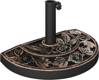 Outsunny Sonnenschirmständer aus Edelstahl Schirmständer mit Griffe, halbrund Schirmhalter, Schirmgewichtfür Sonnenschirm Ø3,8-Ø4,8 cm, für Balkon, Terasse, Garten, Bronze