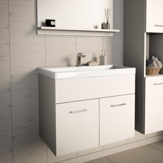 Waschtisch mit Waschbecken Krildihana 61x40x50 cm Weiß [en. casa]