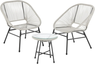 SVITA Balkonset TULUM, (Set, 3-teilig), Garten-Möbel, 2 Stühle, mit Tisch, Weiß