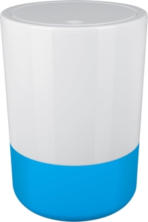 Spirella Design Kosmetikeimer "Moji" Bad Treteimer Schwingdeckeleimer Abfallbehälter mit Schwingdeckel 5 Liter mit Silikonboden Weiß/Blau