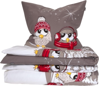 Schiesser Bettwäscheset Olsona - Feinbiber - 2-teilig - 155 x 220 cm - Grau