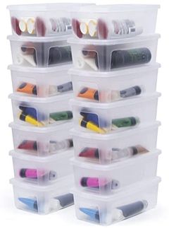 Iris Ohyama Vielseitige Aufbewahrungsboxen, 5L, 14er-Set, Transparent, Deckel leicht schließbar, Stapelbar, Plastik, Für Schrank, Regale, Klassenzimmer, Organisation, Kunstbedarf, Schuhe, MCB-5