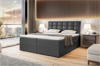 MEBLINI Boxspringbett DRAGO 160x200 cm mit Bettkasten - H3/Schwarz Kunstleder Polsterbett - Doppelbett mit Topper & Taschenfederkern-Matratze