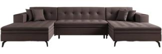 Designer Sofa Vivana mit Schlaffunktion Stoff Dunkelbraun