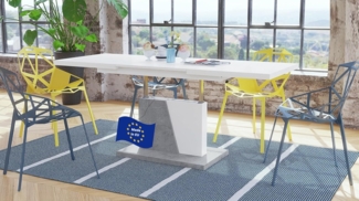 Design Couchtisch Tisch Grand Noir Weiß matt/Beton Betonoptik stufenlos höhenverstellbar ausziehbar 120 bis 180cm Esstisch