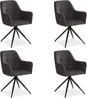 4 Stühle Esszimmer Küchenstühle Cord Grau Esszimmerstühle Drehbar Esszimmerstuhl mit Armlehne Dreh Sessel Modern Polsterstuhl