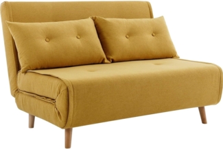Vente-unique - Sofa 2-Sitzer mit Schlaffunktion - Stoff - Senfgelb - URIBIA