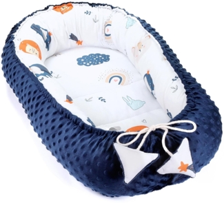 Nestchen Baby - Babynestchen Neugeborene Minky Babynest für Kinderbett Vielseitiges tragbar Nest kuschelnest zubehör für babybett warm Winter coccon Regenbogen Dunkelblau