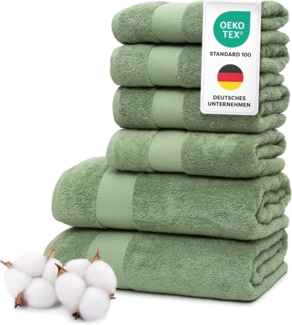 Wolkenfeld Handtuch Set Premium Low-Twist Baumwolle 550 g/m² – 6-teiliges Bade-Set, Frottier (6-St), 2 Duschtücher 70×140 cm & 4 Handtücher 50×100 cm
