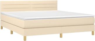 vidaXL Boxspringbett mit Matratze Creme 160x200 cm Stoff 3140710