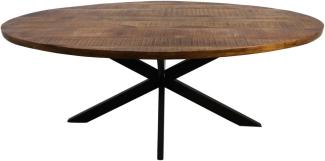 HSM COLLECTION Young Industrial Esstisch mit Eisenrahmen - Oval - 180x100 cm - Mangoholz / Eisen