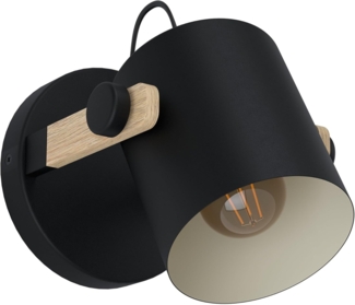 Eglo 43046 Wandleuchte HORNWOOD schwarz, creme, braun E27 1X28W Ø17cm dimmbar