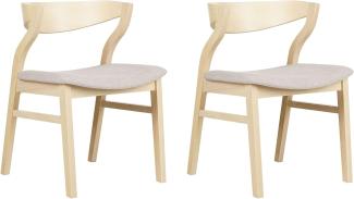 Esszimmerstuhl 2er Set MAROA Gummibaumholz Beige