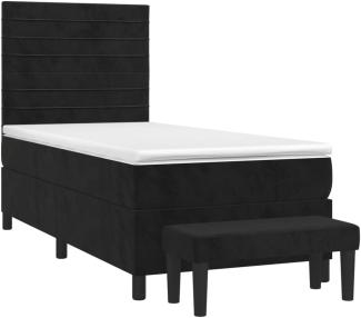 vidaXL Boxspringbett mit Matratze Schwarz 90x200 cm Samt 3137883