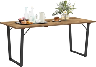Outsunny Gartentisch mit Schirmloch, für 6 Personen (Esstisch aus Holz, 1-St, wetterfest Terrassentisch), 175 x 80 cm, für Garten, Terrasse Balkon Braun