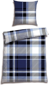 Schiesser Bettwäscheset Setta - Feinbiber - 2-teilig - 135 x 200 cm - Blau