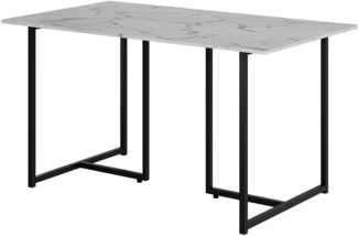 Esstisch Merido Schwarz/Marmor-Weiß 140 x 80 cm Vicco