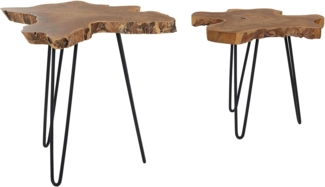 Beistelltisch Holz dunkelbraun 2er Set CAMROSE