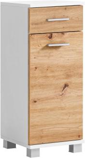 Schildmeyer Unterschrank Palermo, Holzwerkstoff, Mattweiß/Artisan Eiche Dekor, 30,3 x 32,6 x 75,3 cm (B/T/H)