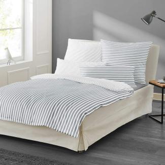 Irisette Mako-Satin Bettwäsche Set Nora 8255 silber 155x220 cm + 1 x Kissenbezug 80x80 cm