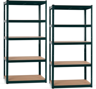 Stagecaptain Schwerlastregal Lagerregal - 5 variabel montierbare Böden - auch als Werkbank umbaubar, 2er Spar-Set 2-tlg, Tragkraft pro Boden: 175 kg, gesamt 875 kg