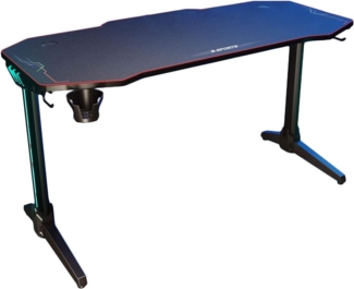 SONNI Gaming Tisch mit LED,140cm großer Oberfläche/PC Tisch/Gaming Desk,2-3 Monitore aufstellbar mit Mausunterlage,Getränkehalterung und Kopfhörerhaken