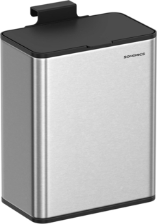 Songmics Mülleimer hängend, 8 L Komposteimer Küche, Stahl-Abfalleimer mit Deckel für Biomüll, mit Haken