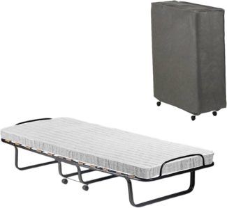 Talamo Italia - Deva-Klappbett, Feldbett mit 12 Latten, inklusive Matratze, platzsparendes Kinderbett, 100% Made in Italy, 80 x 190 x 37 cm, mit Hülle