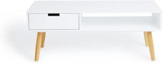 LIFA LIVING Fernsehtisch Lowboard Weiss mit Schublade, Vintage TV Schrank TV Board Holz, Couchtisch Wohnzimmertisch für Flachbildschirm Fernseher Konsole, 40 x 100 x 40