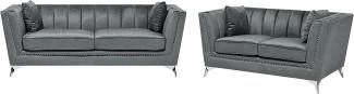 Sofa Set Samtstoff grau 5-Sitzer GAULA