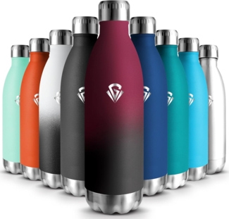 Edelstahl Trinkflasche, 1L Thermosflasche, BPA-Frei, Wasserflasche Sport, Auslaufsicher Wasserflasche, Trinkflasche Kohlensäure Geeignet, Thermoskanne für Gym, Fitness, Fahrrad