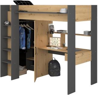 Hochbett Heavy 1 Parisot inkl Kleiderschrank + Schreibtisch + Lattenrostplatte 90*200 cm