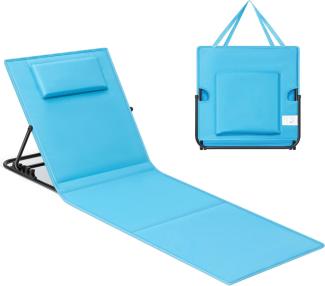 Songmics Strandstuhl, 2er Set, Campingstuhl, Sonnenliege, Strandliege, klappbar, verstellbare Rückenlehne, leicht tragbar mit Griff, für Camping, Garten, Pool, 158 x 55 cm, himmelblau GCB251Q01