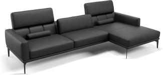 Sofanella Eckcouch SALERNO Leder Polsterecke Sofalandschaft in Schwarz M: 277 x 157 Breite x 97 Tiefe