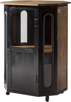Massivmoebel24 Standvitrine #430 (Vitrine Mango 76x60x120 braun lackiert RAILWAY #430)